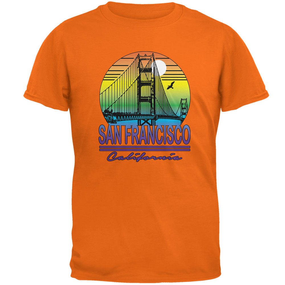 Bridge San Francisco California Rainbow Gradient Mens T Shirt Men's T-Shirts Old Glory 2XL Orange 