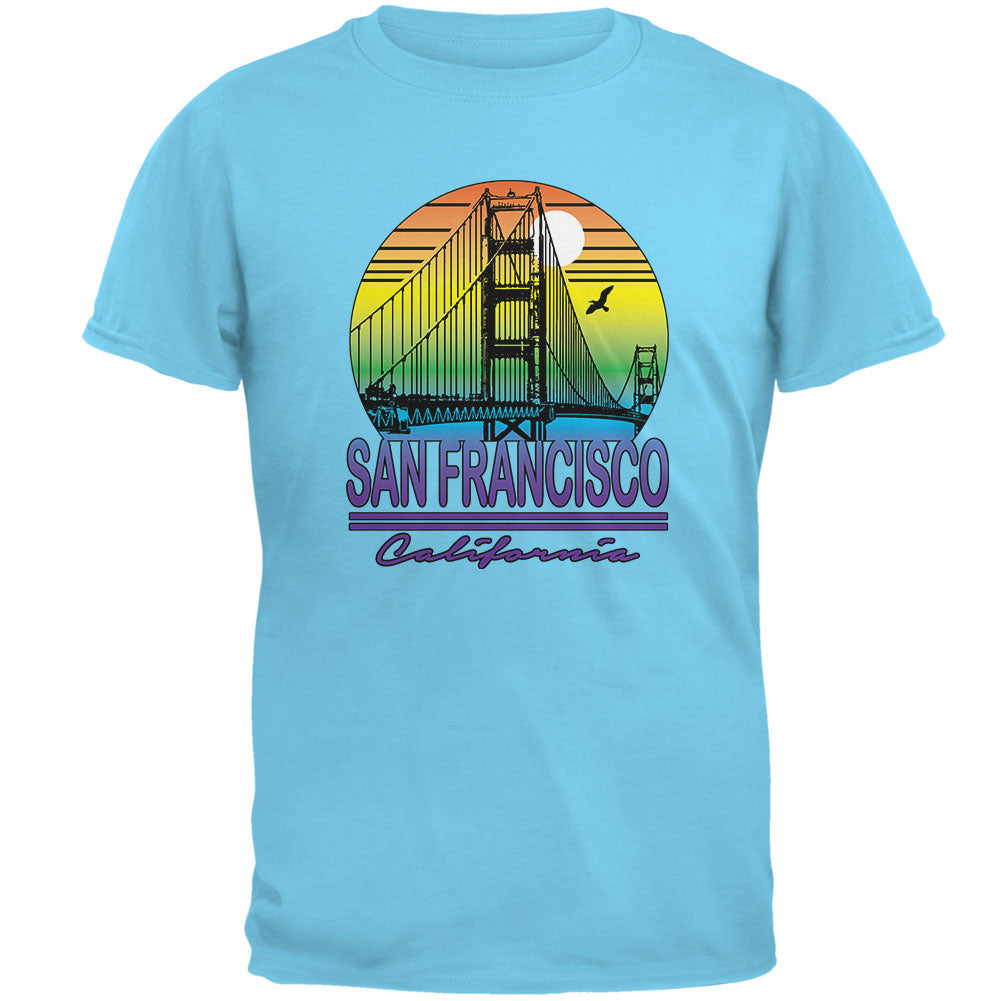 Bridge San Francisco California Rainbow Gradient Mens T Shirt Men's T-Shirts Old Glory 2XL Blue 