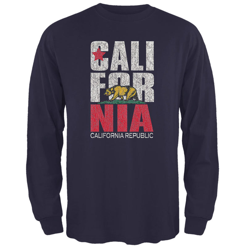 California Bear Mens Long Sleeve T Shirt Men's Long Sleeves Old Glory 2XL Navy 