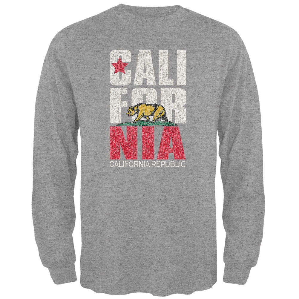 California Bear Mens Long Sleeve T Shirt Men's Long Sleeves Old Glory LG Grey 