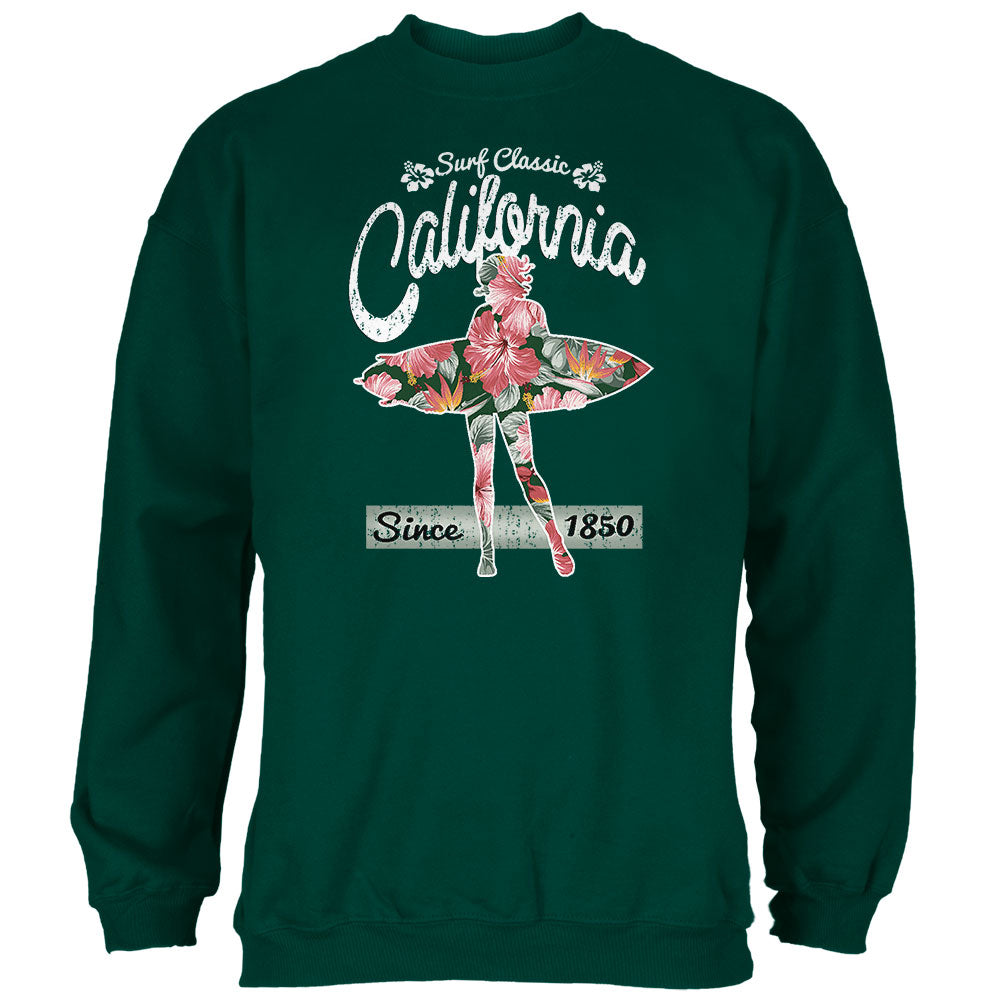 Floral Pineapple Surfer California Surf Classic Mens Sweatshirt Men's Sweatshirts Old Glory 2XL Green 