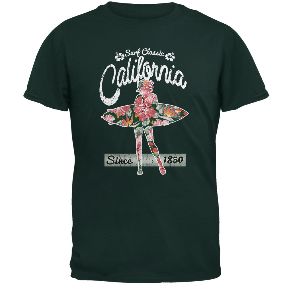 Floral Pineapple Surfer California Surf Classic Mens T Shirt Men's T-Shirts Old Glory 2XL Green 