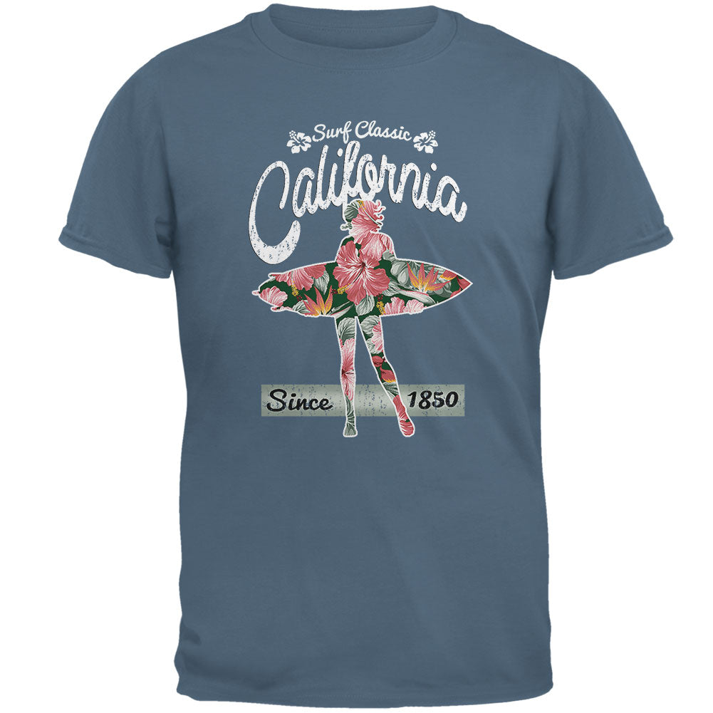 Floral Pineapple Surfer California Surf Classic Mens T Shirt Men's T-Shirts Old Glory 2XL Blue 