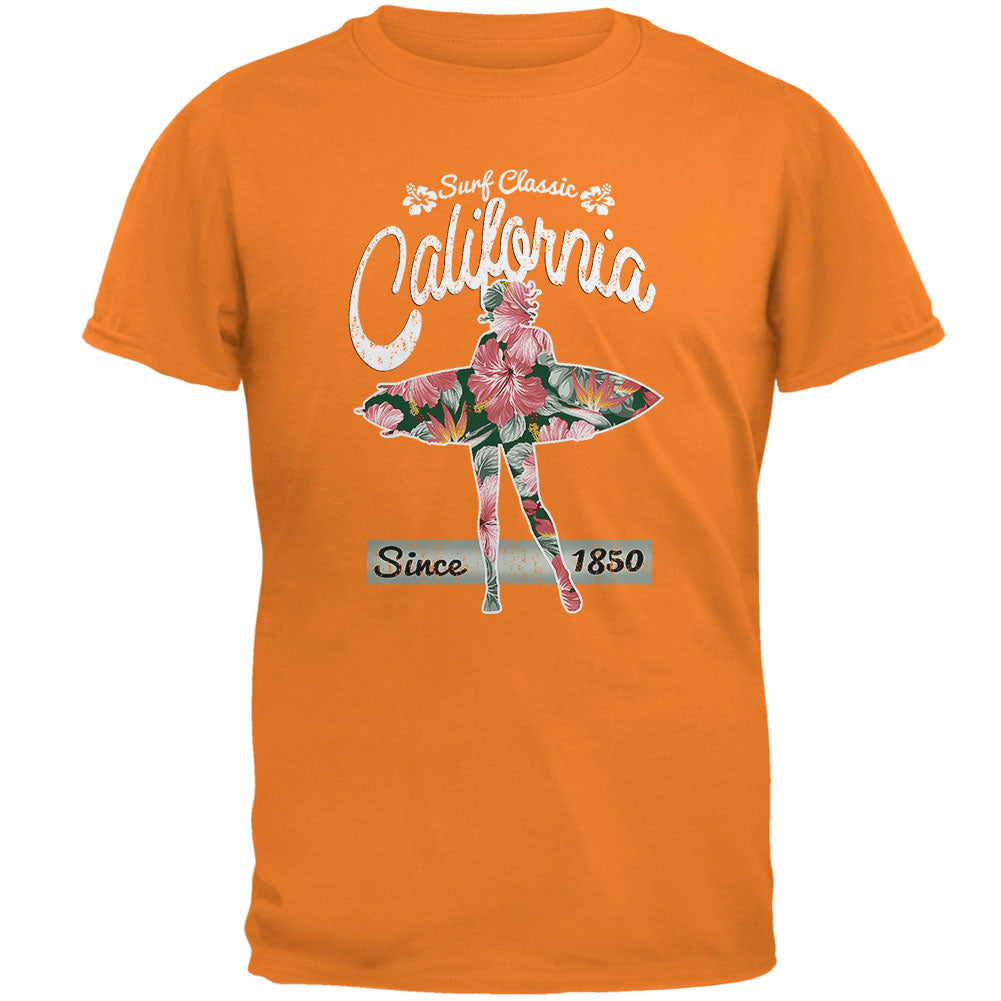 Floral Pineapple Surfer California Surf Classic Mens T Shirt Men's T-Shirts Old Glory 2XL Mandarin 