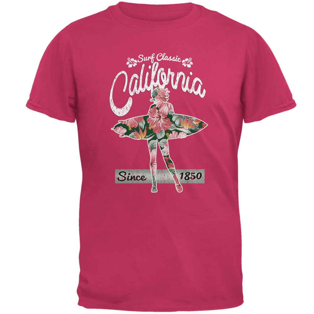 Floral Pineapple Surfer California Surf Classic Mens T Shirt Men's T-Shirts Old Glory 2XL Pink 