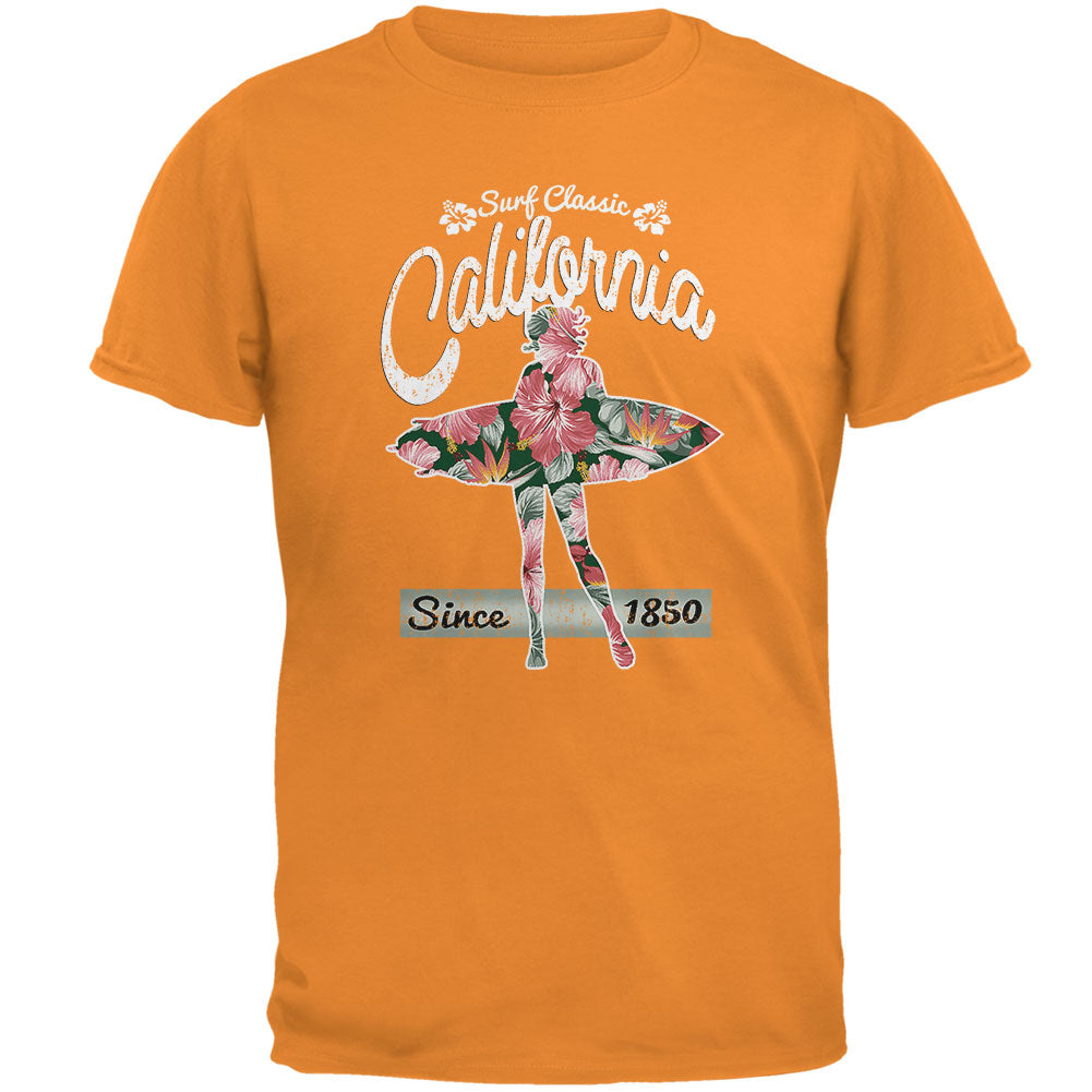 Floral Pineapple Surfer California Surf Classic Mens T Shirt Men's T-Shirts Old Glory 2XL Orange 