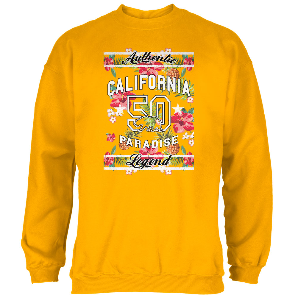 Floral Paradise Found California Mens Sweatshirt Men's Sweatshirts Old Glory 2XL Yellow 