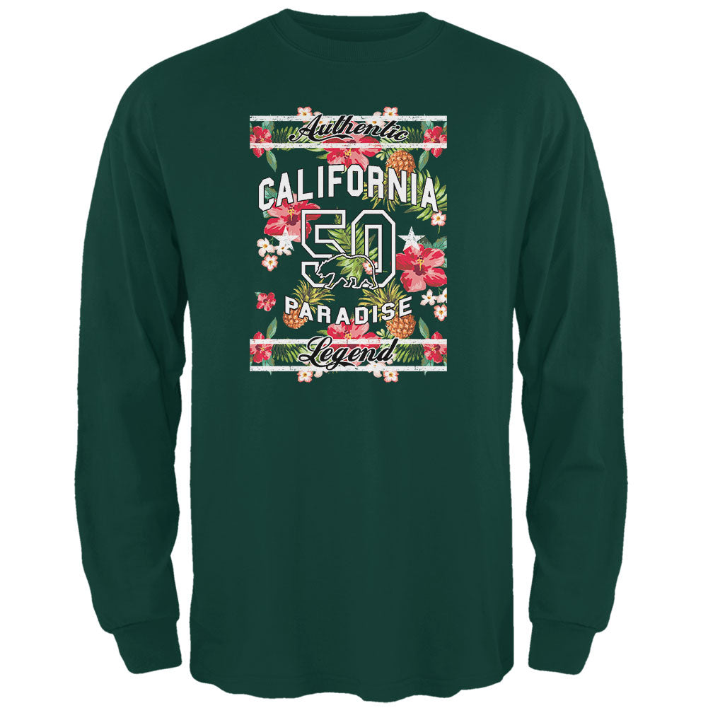 Floral Paradise Found California Mens Long Sleeve T Shirt Men's Long Sleeves Old Glory 2XL Green 