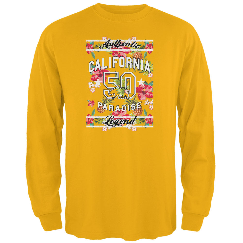 Floral Paradise Found California Mens Long Sleeve T Shirt Men's Long Sleeves Old Glory 2XL Yellow 