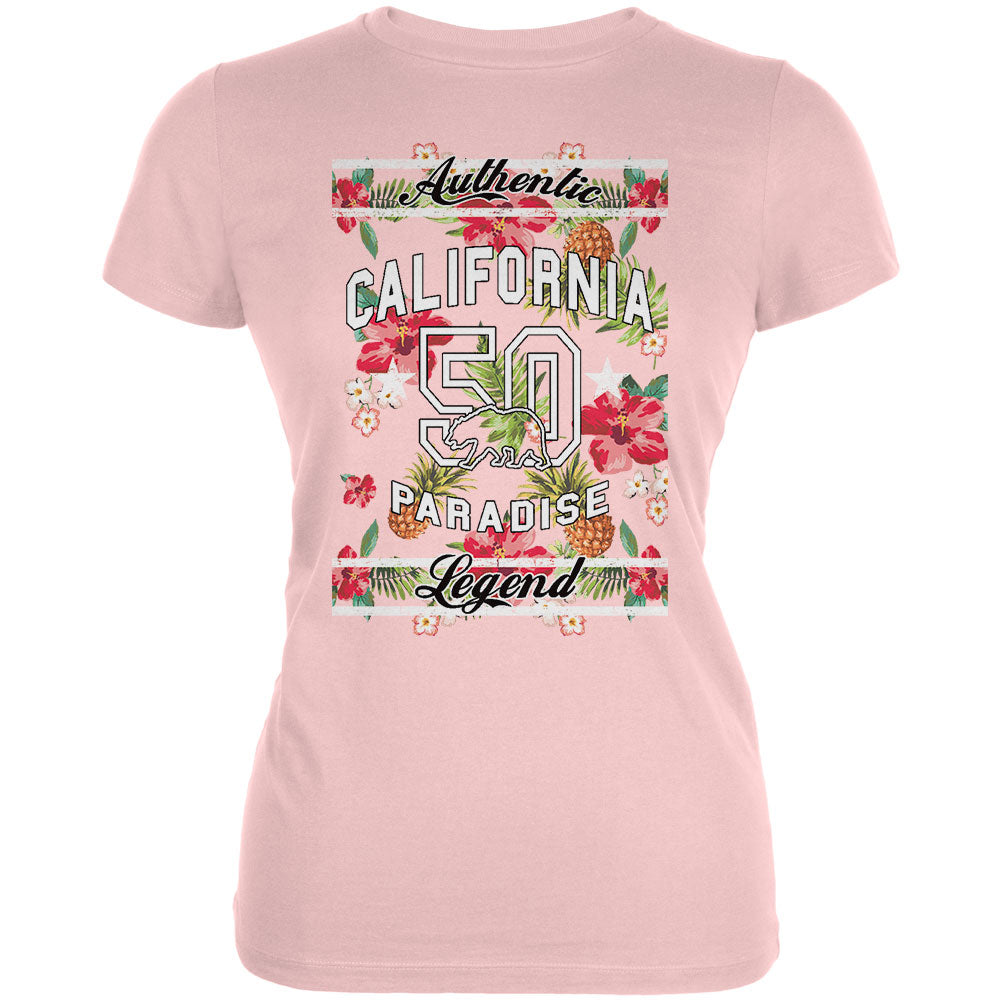 Floral Paradise Found California Juniors Soft T Shirt Juniors T-Shirts Old Glory 2XL Pink 