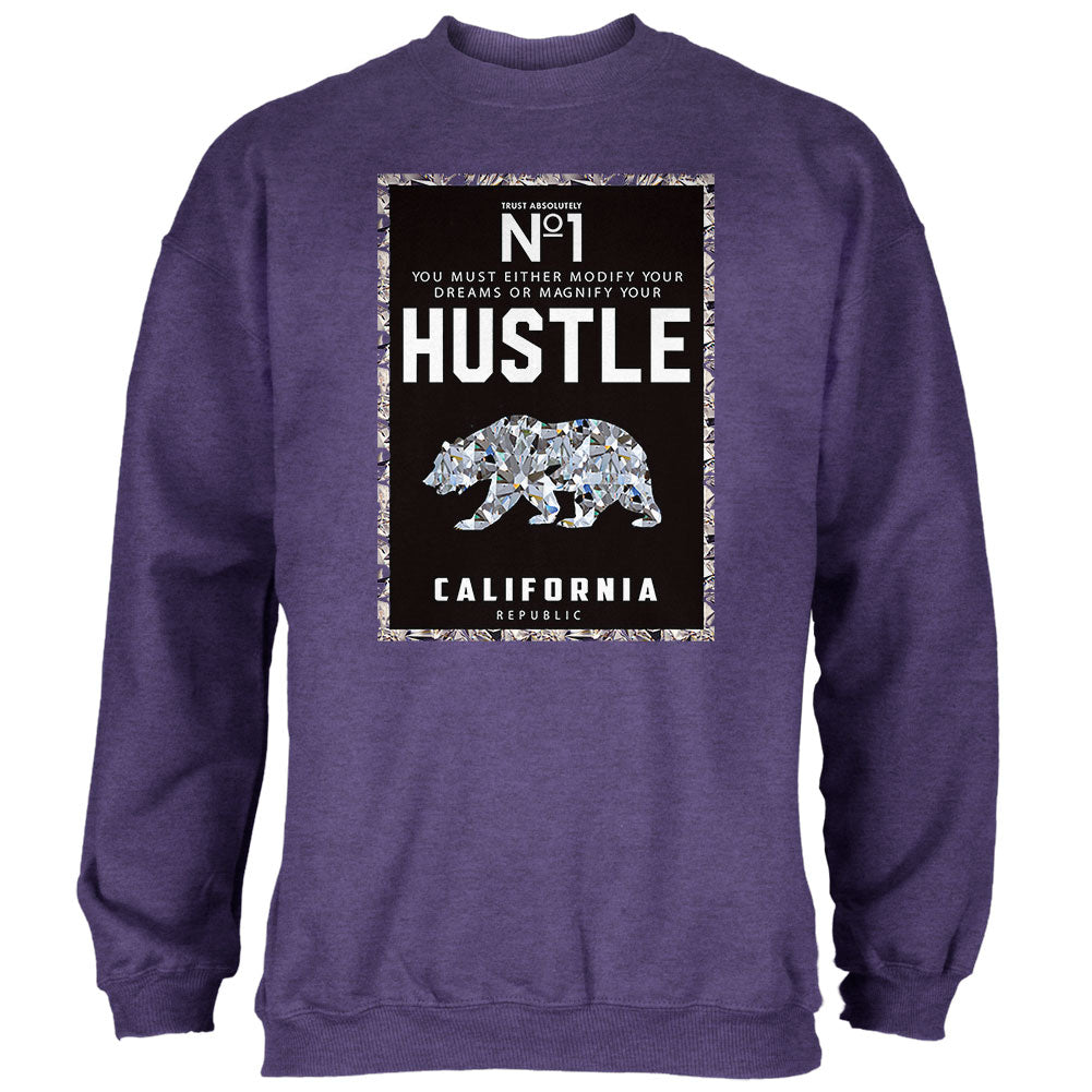 Diamond Bear Hustle California Mens Sweatshirt Men's Sweatshirts Old Glory 2XL Purple 