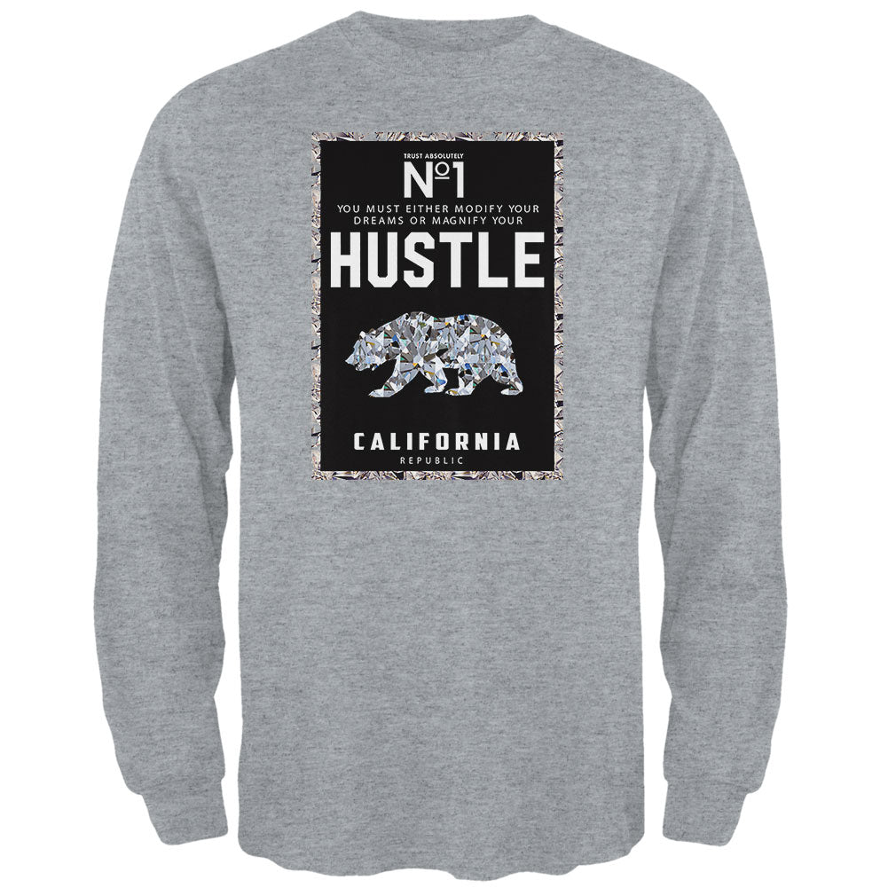 Diamond Bear Hustle California Mens Long Sleeve T Shirt Men's Long Sleeves Old Glory 2XL Grey 