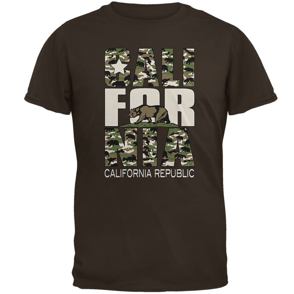 Camo Bear California Republic Oversize Mens T Shirt Men's T-Shirts Old Glory 2XL Brown 