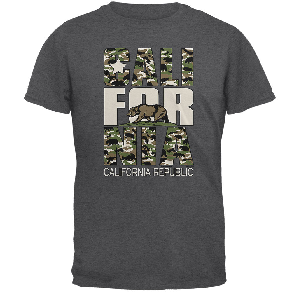 Camo Bear California Republic Oversize Mens T Shirt Men's T-Shirts Old Glory 2XL Grey 