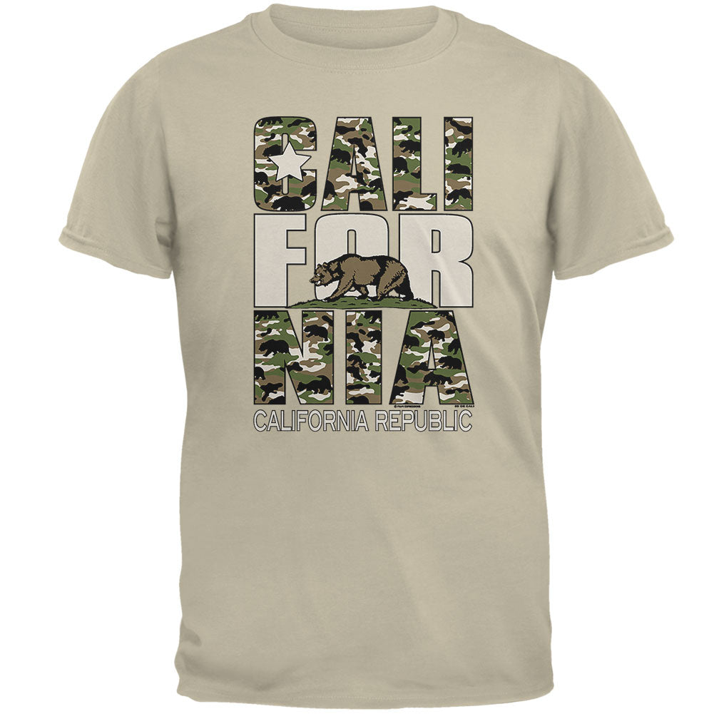 Camo Bear California Republic Oversize Mens T Shirt Men's T-Shirts Old Glory 2XL Sand 