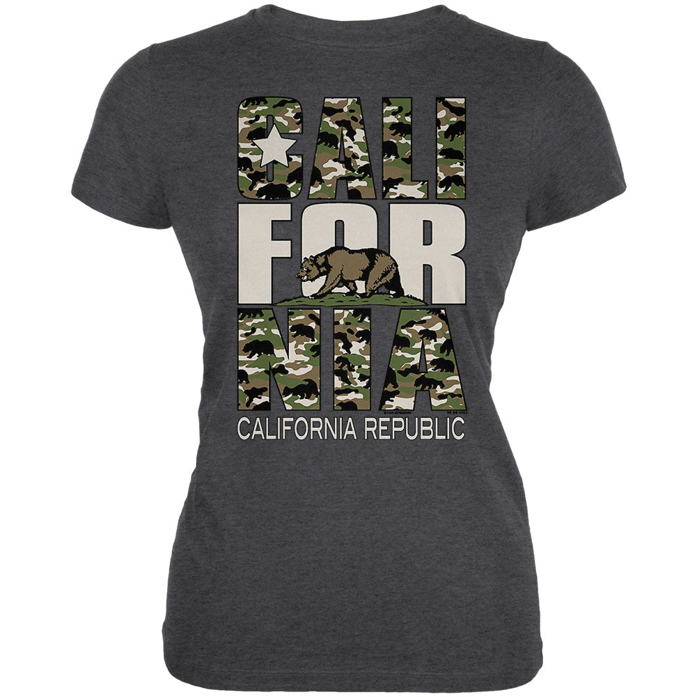 Camo Bear California Republic Oversize Juniors Soft T Shirt Juniors T-Shirts Old Glory 2XL Black 