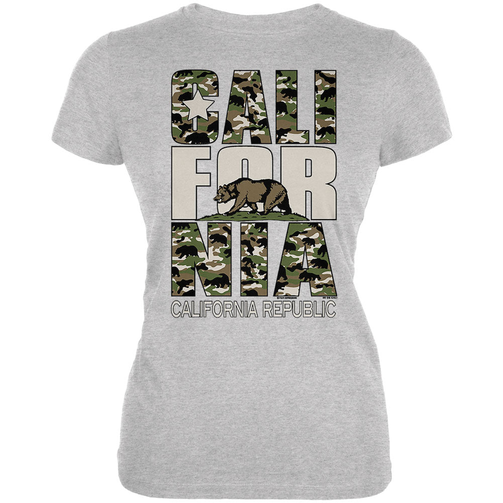 Camo Bear California Republic Oversize Juniors Soft T Shirt Juniors T-Shirts Old Glory 2XL Grey 