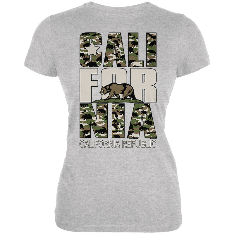 Camo Bear California Republic Oversize Juniors Soft T Shirt Juniors T-Shirts Old Glory 2XL Grey 