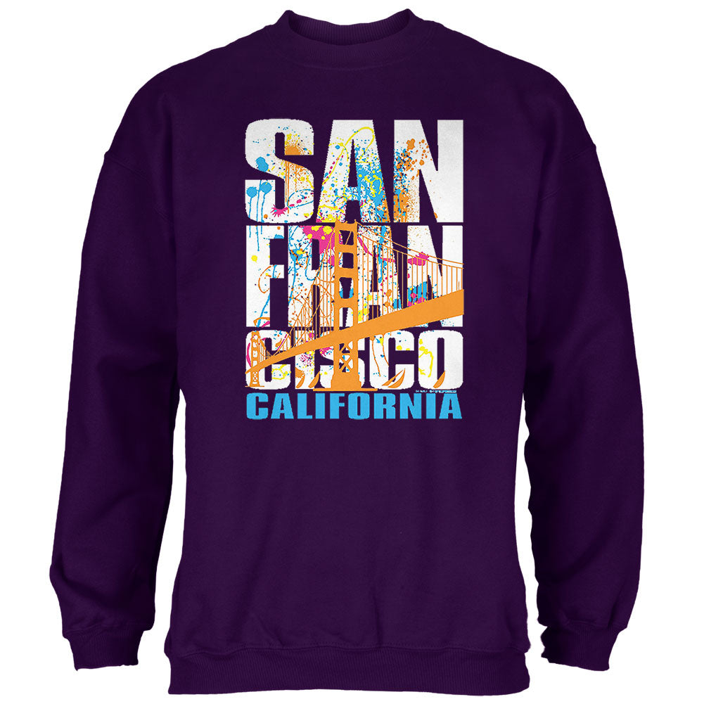 White Splash San Francisco California Mens Sweatshirt Men's Sweatshirts Old Glory 2XL Purple 