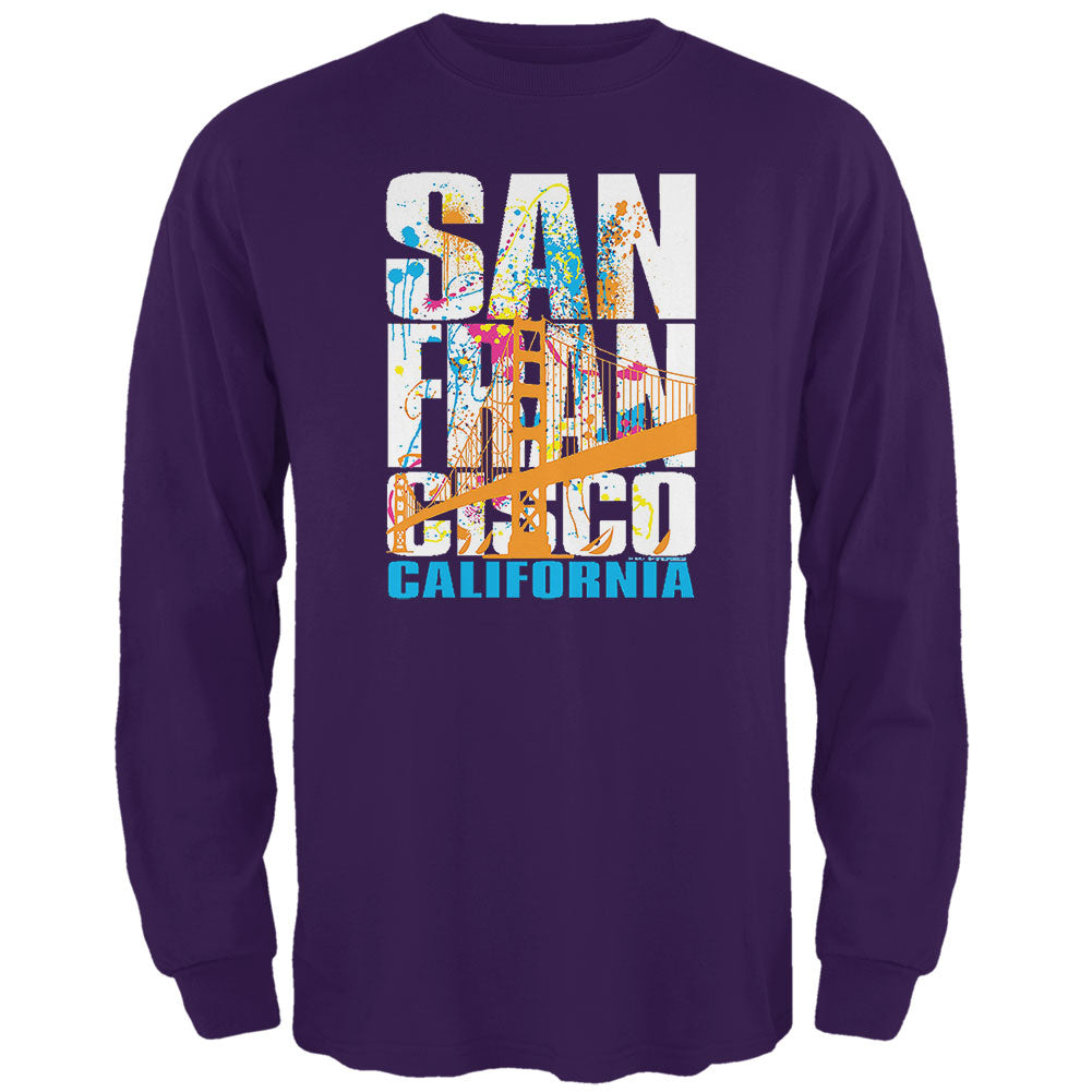 White Splash San Francisco California Mens Long Sleeve T Shirt Men's Long Sleeves Old Glory 2XL Purple 