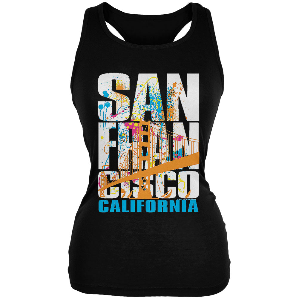 White Splash San Francisco California Juniors Soft Tank Top Juniors Tank Tops Old Glory 2XL Black 