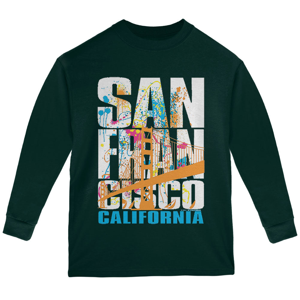 White Splash San Francisco California Youth Long Sleeve T Shirt Youth Long Sleeves Old Glory YLG Green 