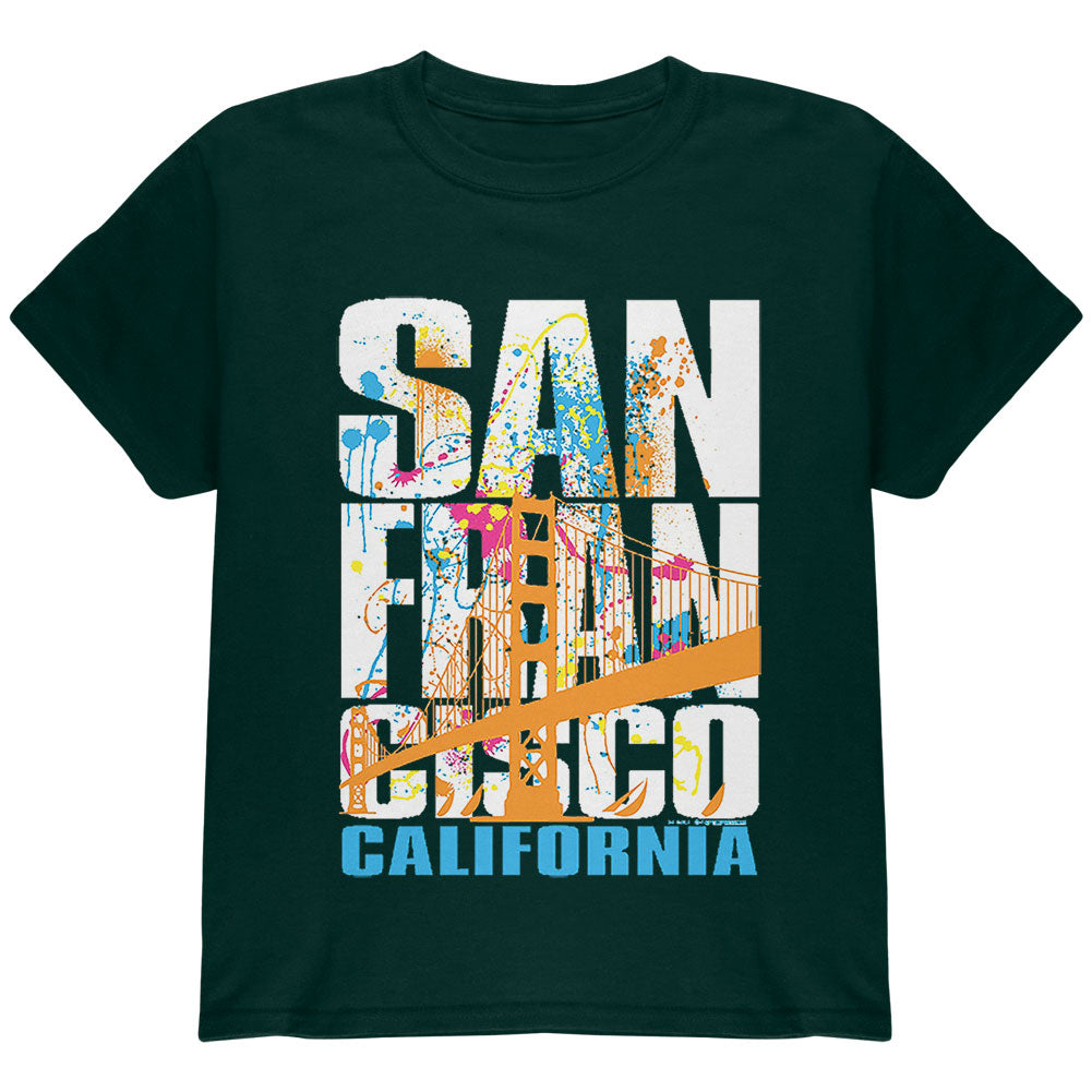 White Splash San Francisco California Youth T Shirt Youth T-Shirts Old Glory YLG Green 