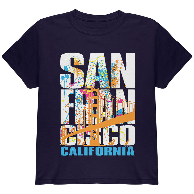 White Splash San Francisco California Youth T Shirt Youth T-Shirts Old Glory YLG Navy 