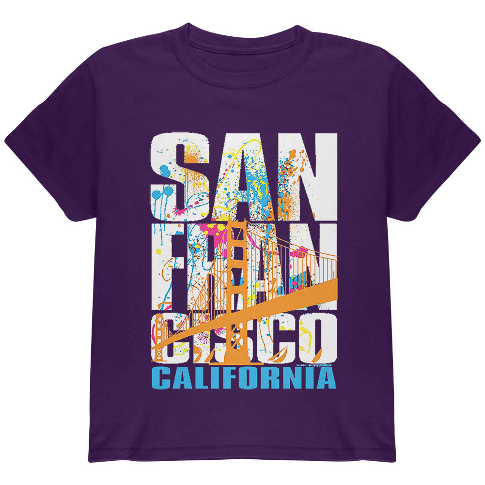 White Splash San Francisco California Youth T Shirt Youth T-Shirts Old Glory YLG Purple 