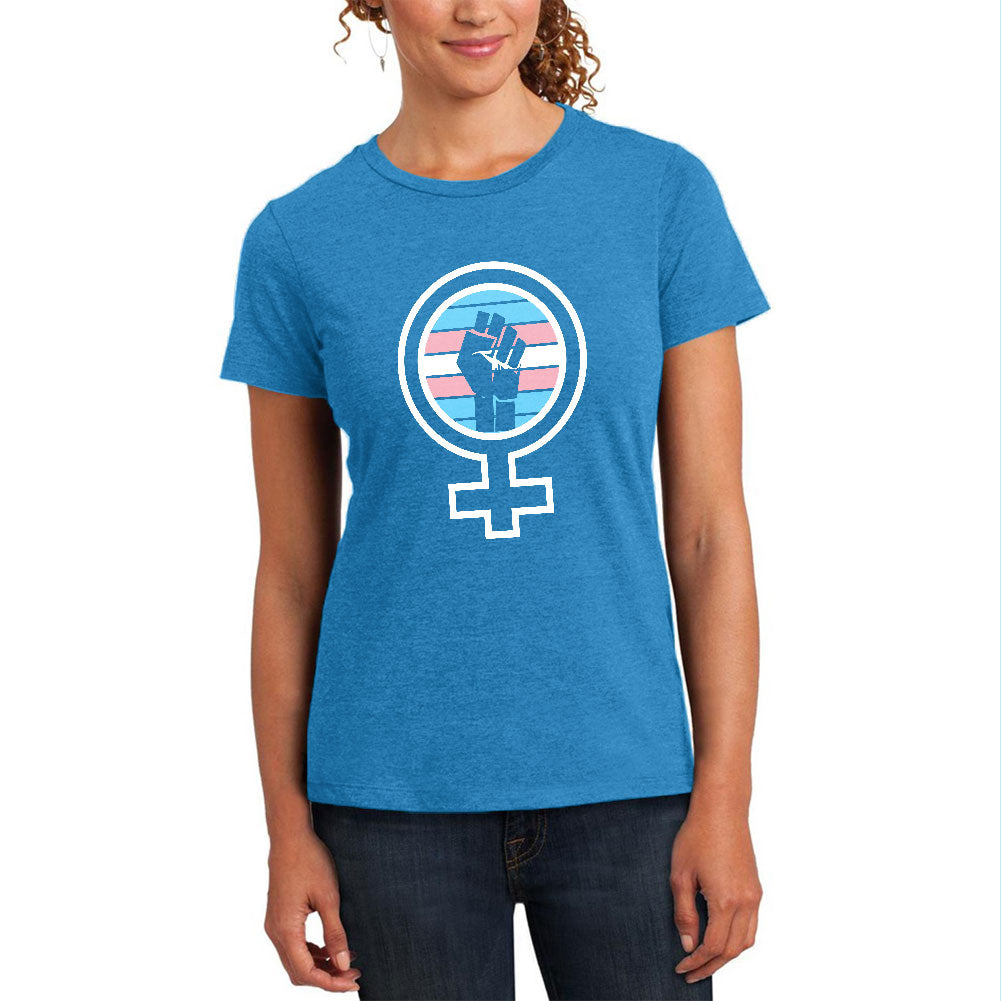 Feminist Raised First 70's Retro Trans Flag Womens Soft Blend T Shirt Women's T-Shirts Old Glory 2XL Teal 