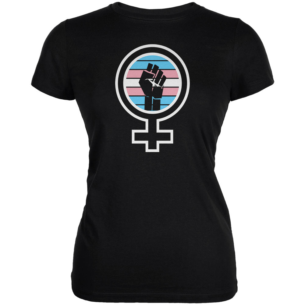 Feminist Raised First 70's Retro Sun Trans Flag Juniors Soft T Shirt Juniors T-Shirts Old Glory 2XL Black 