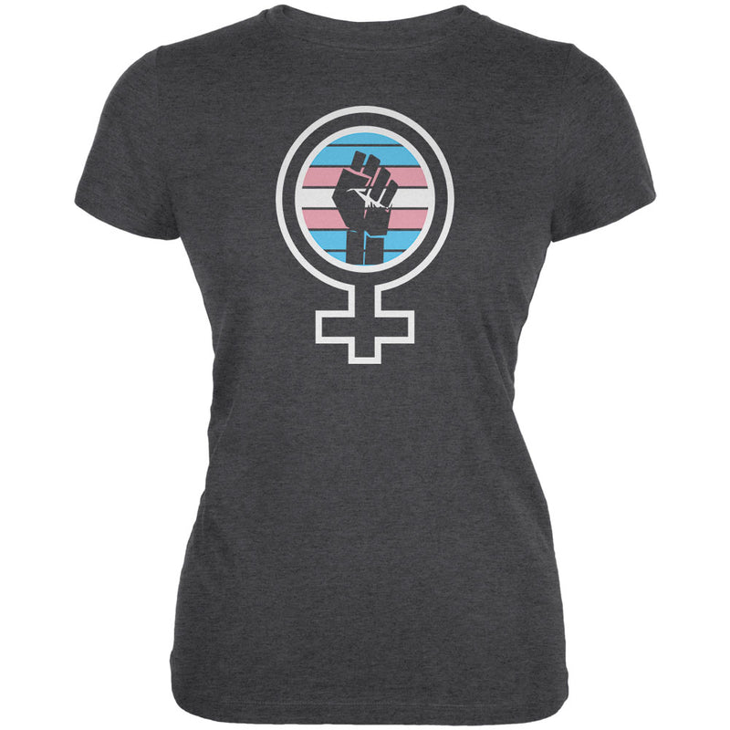 Feminist Raised First 70's Retro Sun Trans Flag Juniors Soft T Shirt Juniors T-Shirts Old Glory 2XL Deep Heather 