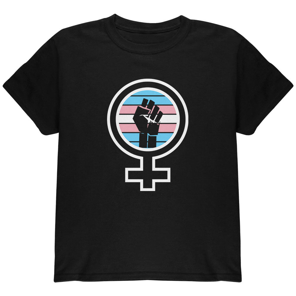 Feminist Raised First 70's Retro Sun Trans Flag Youth T Shirt Youth T-Shirts Old Glory YLG Black 