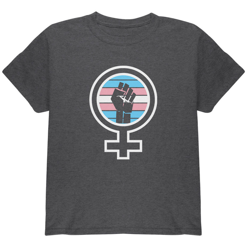 Feminist Raised First 70's Retro Sun Trans Flag Youth T Shirt Youth T-Shirts Old Glory YLG Dark Heather 