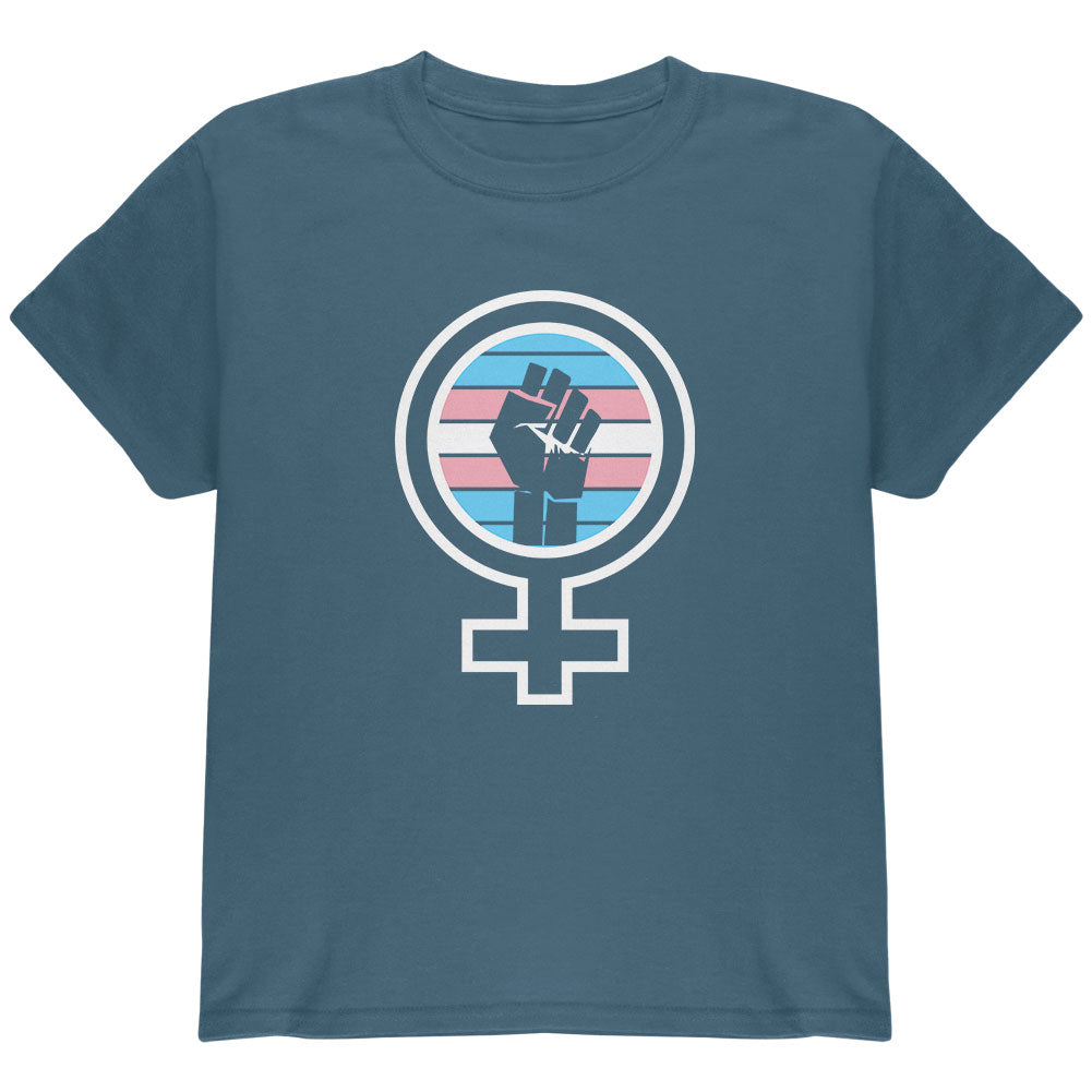 Feminist Raised First 70's Retro Sun Trans Flag Youth T Shirt Youth T-Shirts Old Glory YLG Indigo Blue 