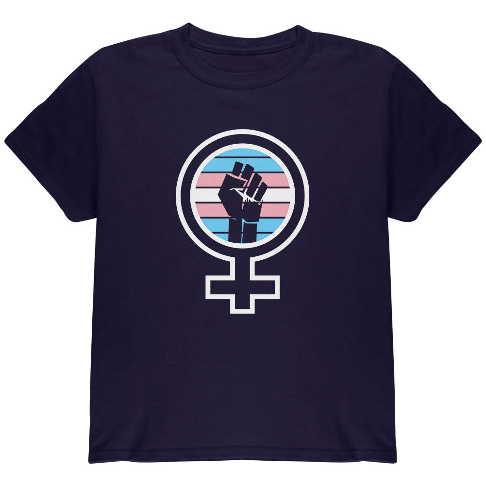 Feminist Raised First 70's Retro Sun Trans Flag Youth T Shirt Youth T-Shirts Old Glory YLG Navy 