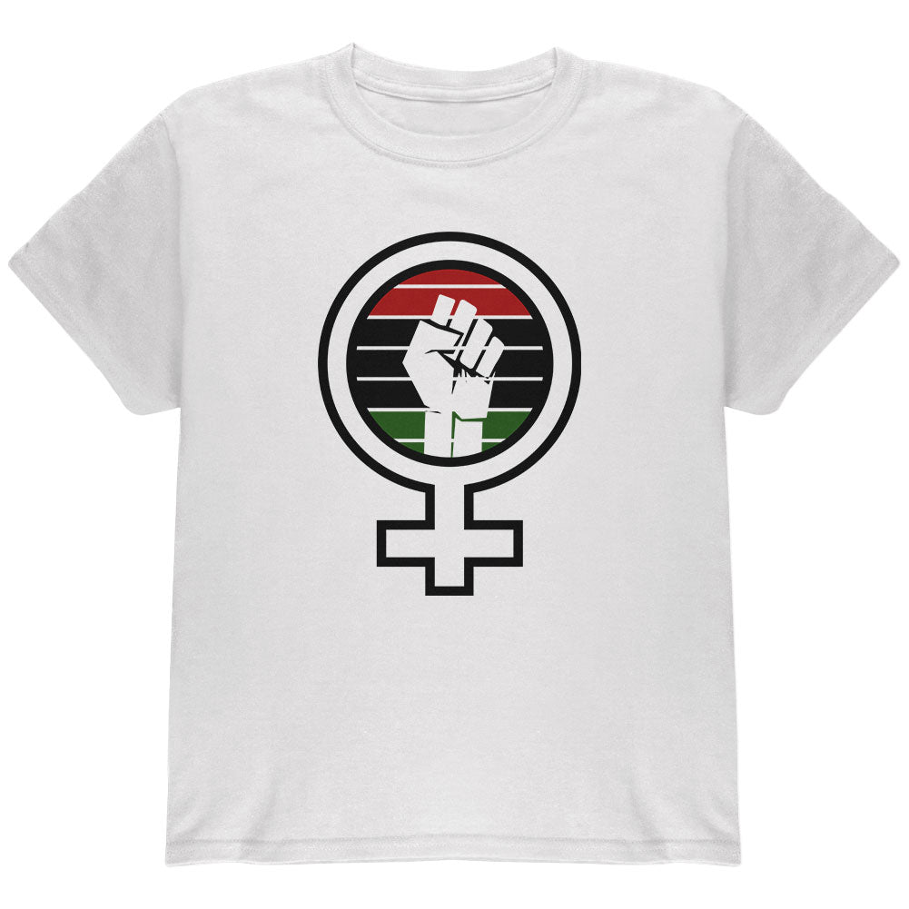 Feminist Raised First 70's Retro Sun Afro-American flag Youth T Shirt Youth T-Shirts Old Glory YLG White 