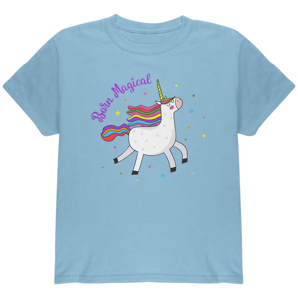 Unicorn Born Magical Youth T Shirt Youth T-Shirts Old Glory YLG Light Blue 