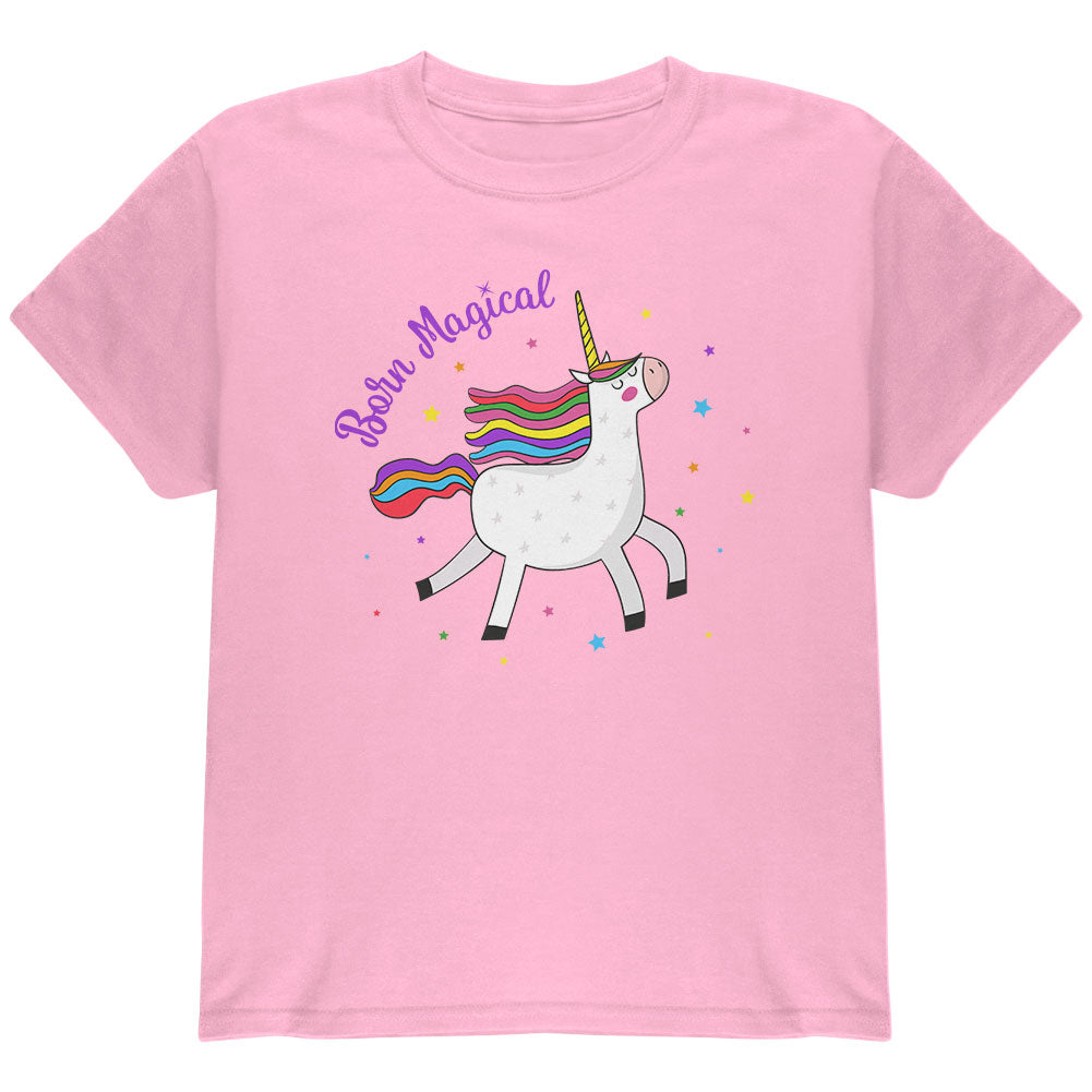 Unicorn Born Magical Youth T Shirt Youth T-Shirts Old Glory YLG Light Pink 