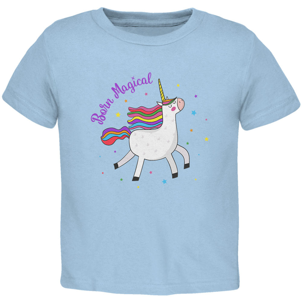 Unicorn Born Magical Toddler T Shirt Toddler T-Shirts Old Glory 2T Light Blue 