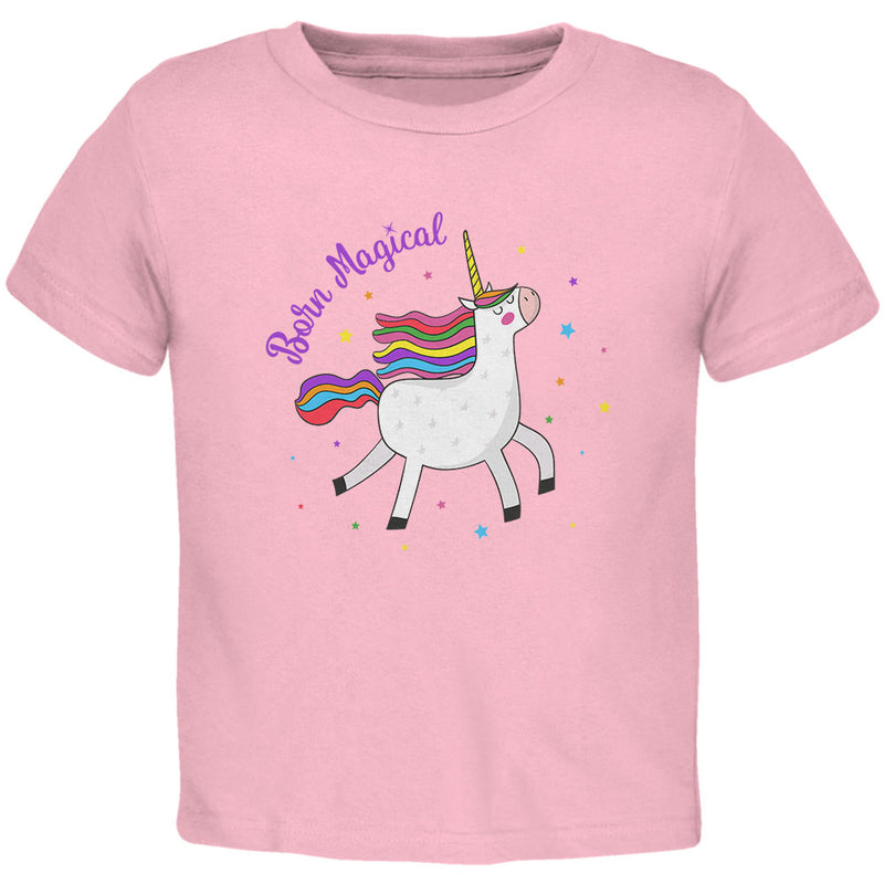 Unicorn Born Magical Toddler T Shirt Toddler T-Shirts Old Glory 2T Light Pink 