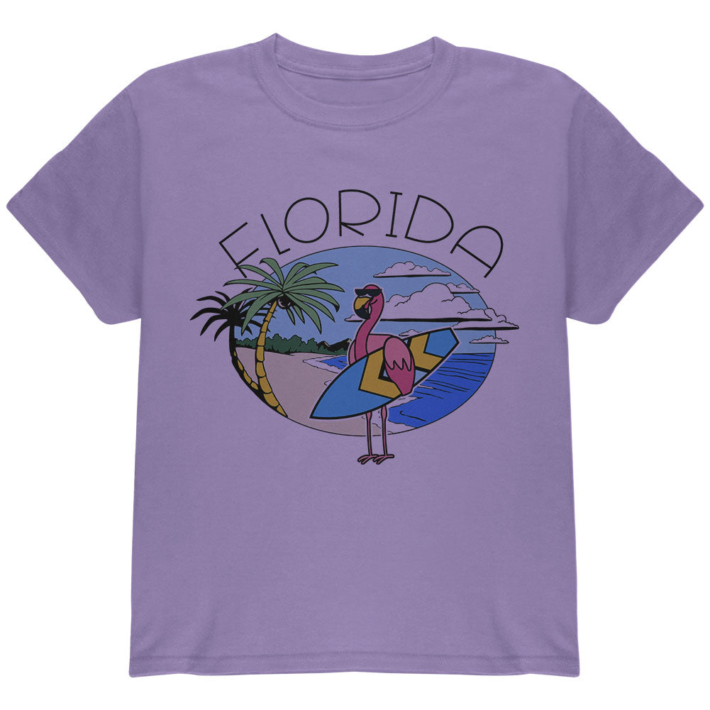 Florida Flamingo Summer Beach Youth T Shirt Youth T-Shirts Old Glory YLG Violet 