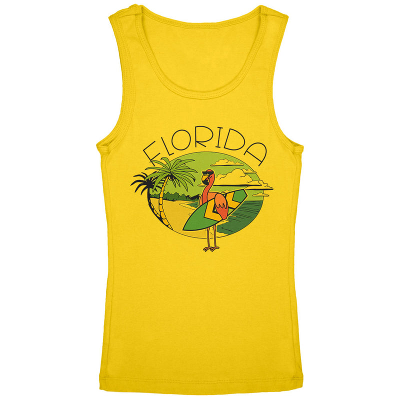 Florida Flamingo Summer Beach Youth Girls Tank Top Youth Tank Tops Old Glory YLG Yellow 