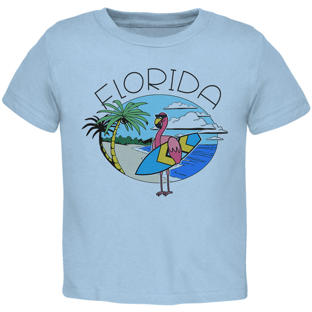 Florida Flamingo Summer Beach Toddler T Shirt Toddler T-Shirts Old Glory 2T Light Blue 