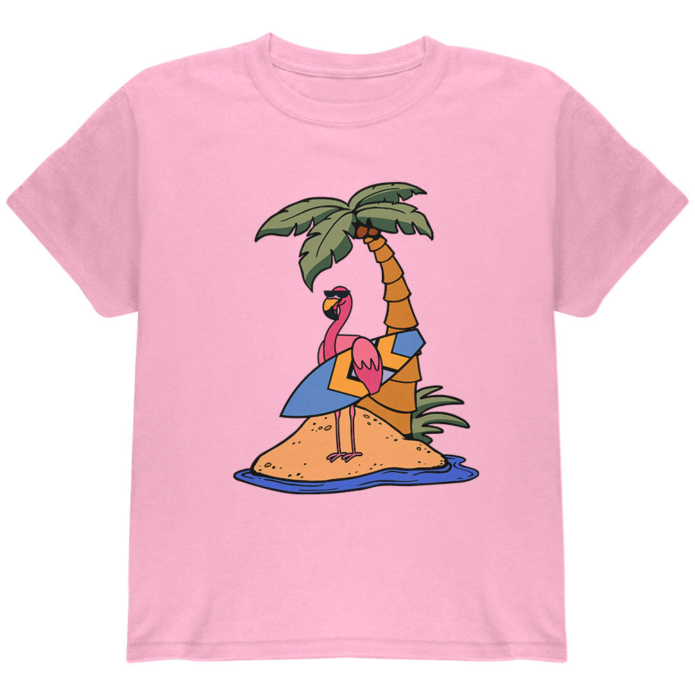 Flamingo Summer Palm Tree Youth T Shirt Youth T-Shirts Old Glory YLG Light Pink 