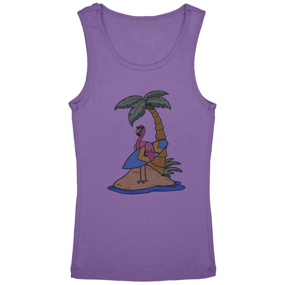 Flamingo Summer Palm Tree Youth Girls Tank Top Youth Tank Tops Old Glory YLG Lavender 