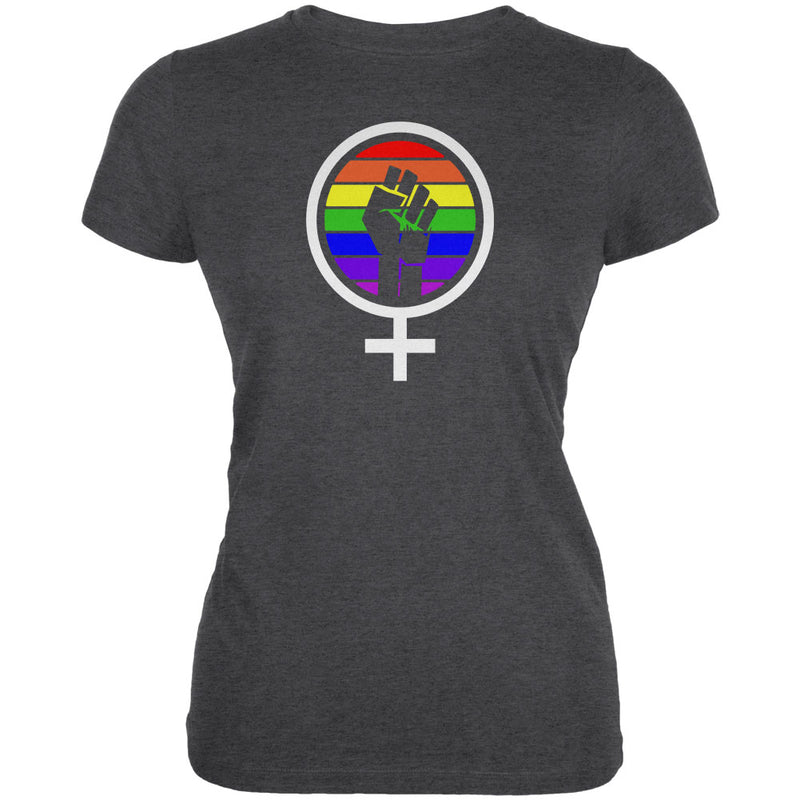 Feminism Raised First 70's Retro Sun Gay Flag Juniors Soft T Shirt Juniors T-Shirts Old Glory 2XL Deep Heather 