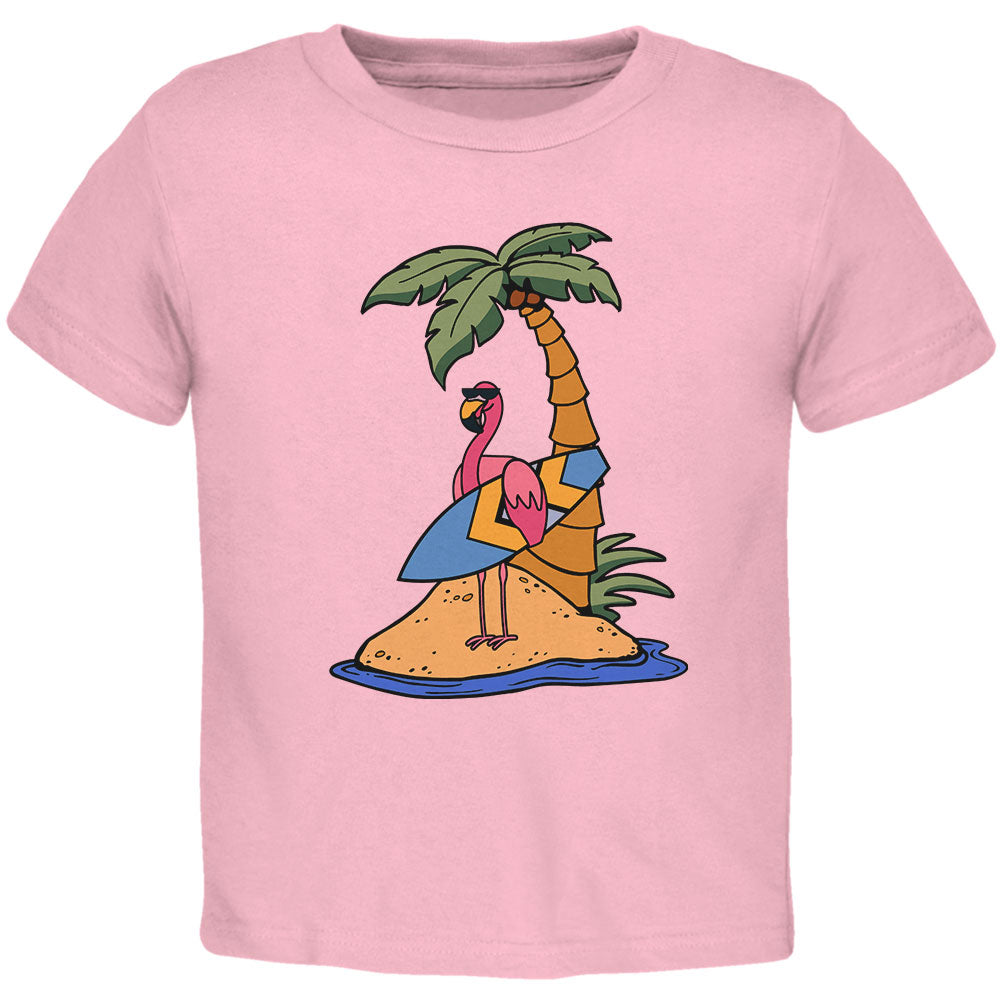 Flamingo Summer Palm Tree Toddler T Shirt Toddler T-Shirts Old Glory 2T Light Pink 