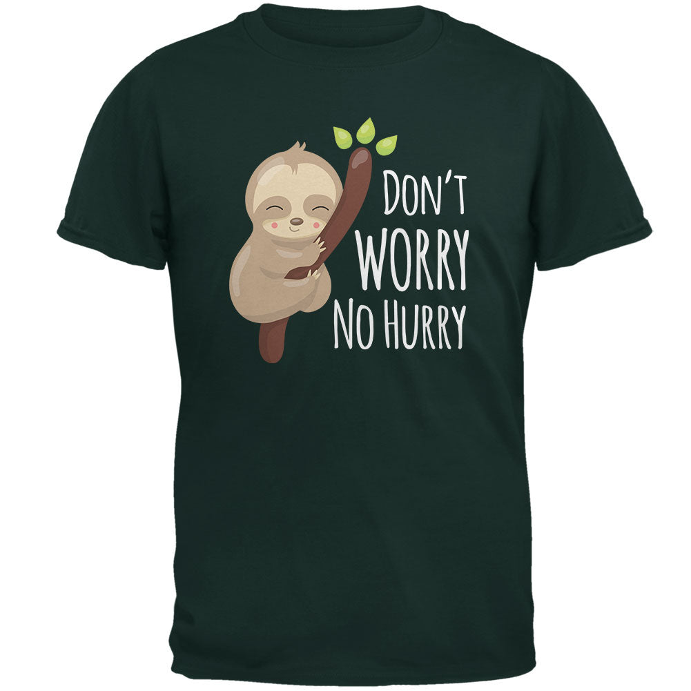 Sloth Don't Worry No Hurry Cute Baby Mens T Shirt Men's T-Shirts Old Glory 2XL Forest Green 