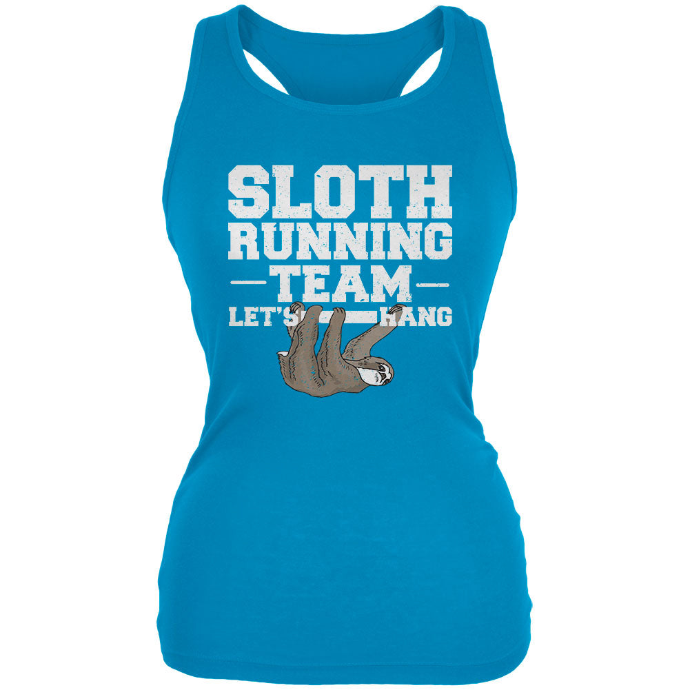 Sloth Running Team Just Hang Juniors Soft Tank Top Juniors Tank Tops Old Glory 2XL Turquoise 